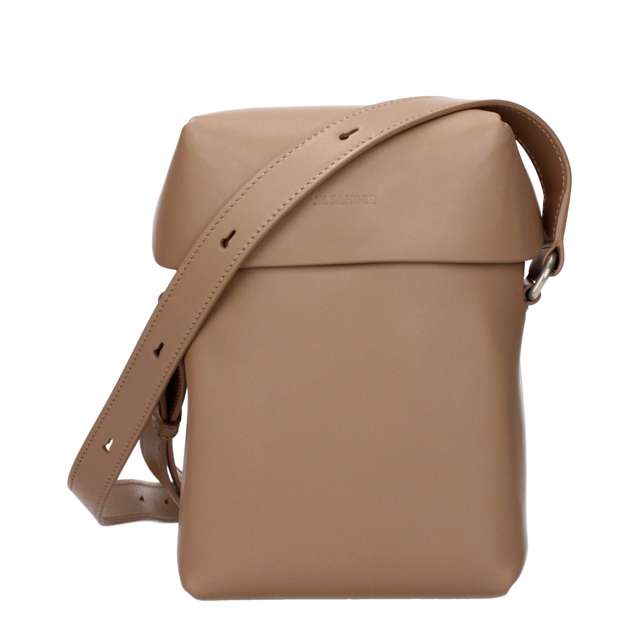 Jil Sander Leather Crossbody Bag — Brown