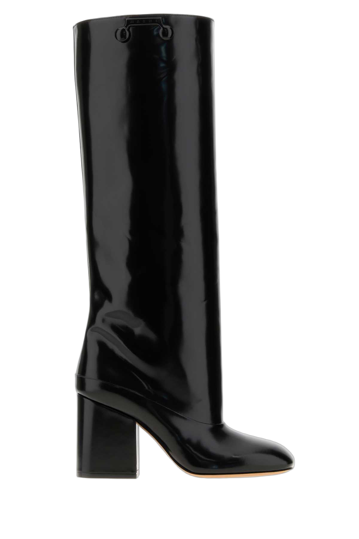 Marni Polished Leather Boot — Black