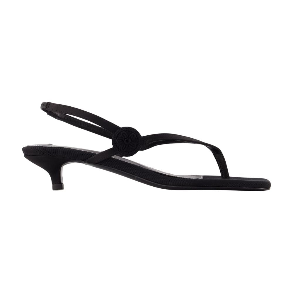 Toteme Knotted Thong Strap Heel Sandal — Black