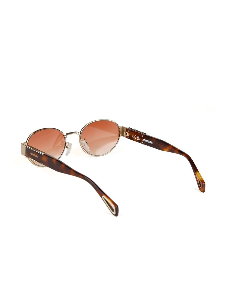 Zadig & Voltaire SZV504 Stainless Steel Round-Frame Sunglasses — Gold