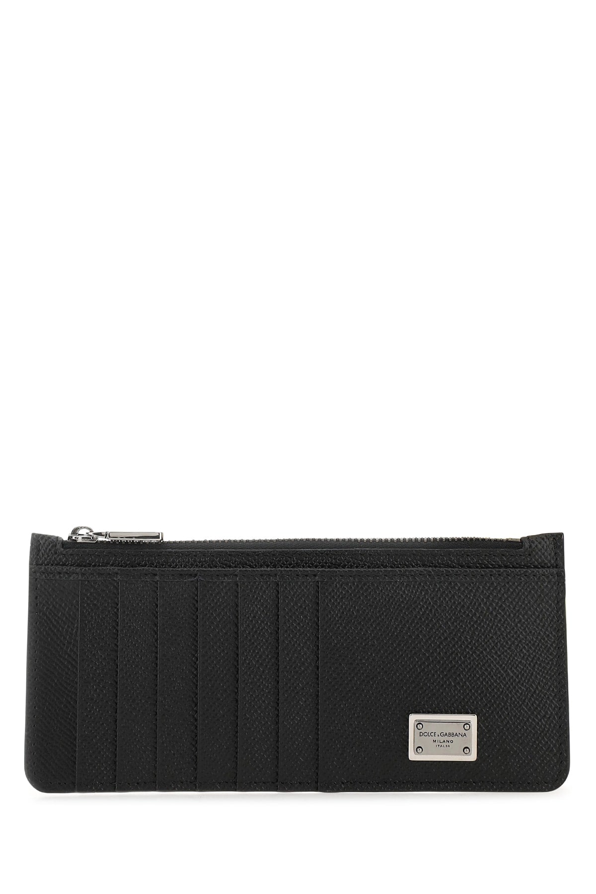 Dolce & Gabbana Pleated Textured Calfskin Wallet — Black