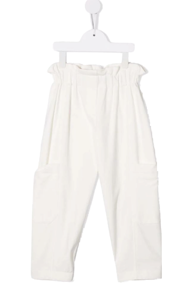 Brunello Cucinelli Paperbag Waist Tapered Trousers — White