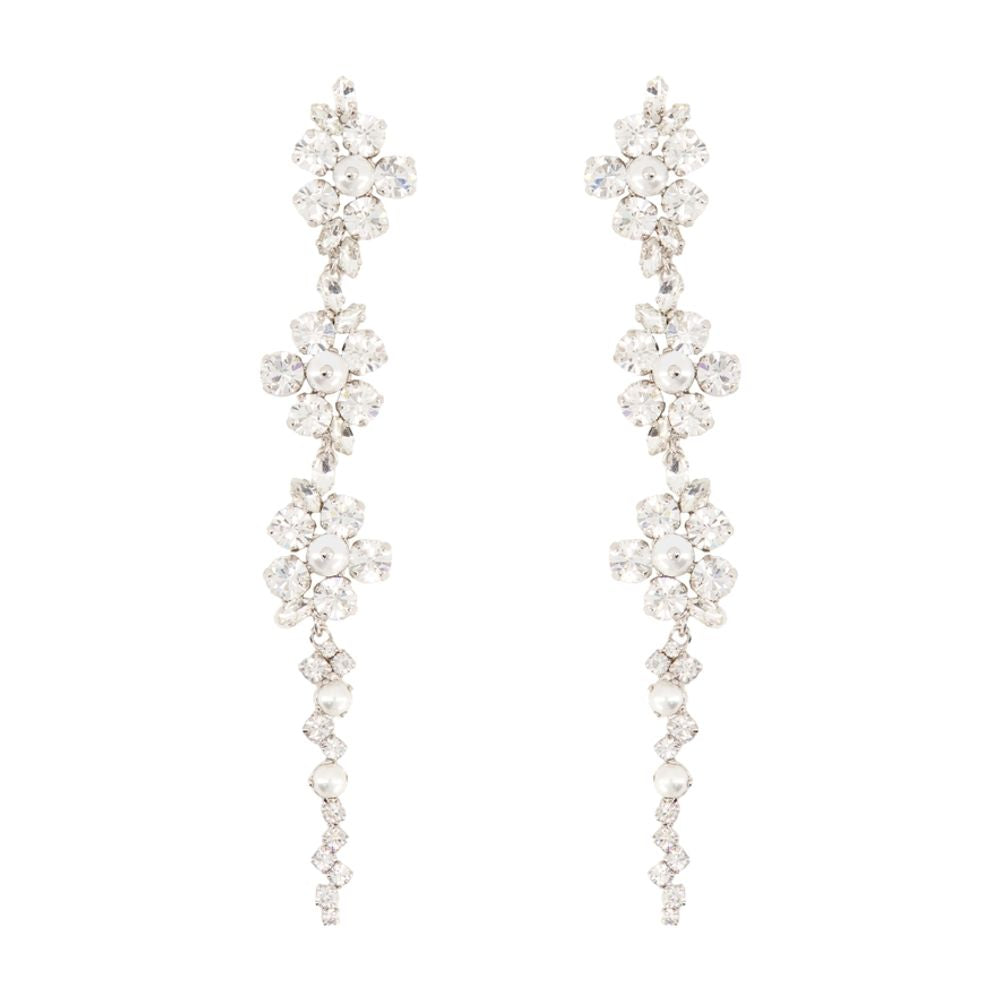 Simone Rocha Floral Crystal and Pearl Drop Earrings — White