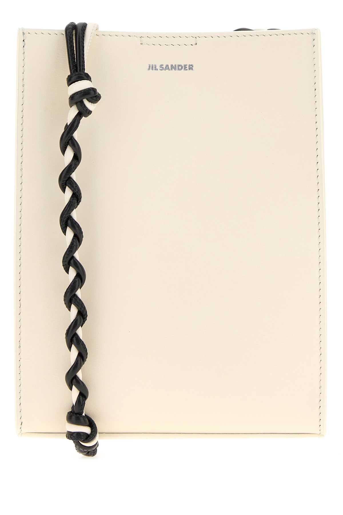 Jil Sander Braided-Trim Leather Clutch — Beige