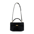 Toteme Crocodile-Embossed Calfskin Top Handle Bag — Black