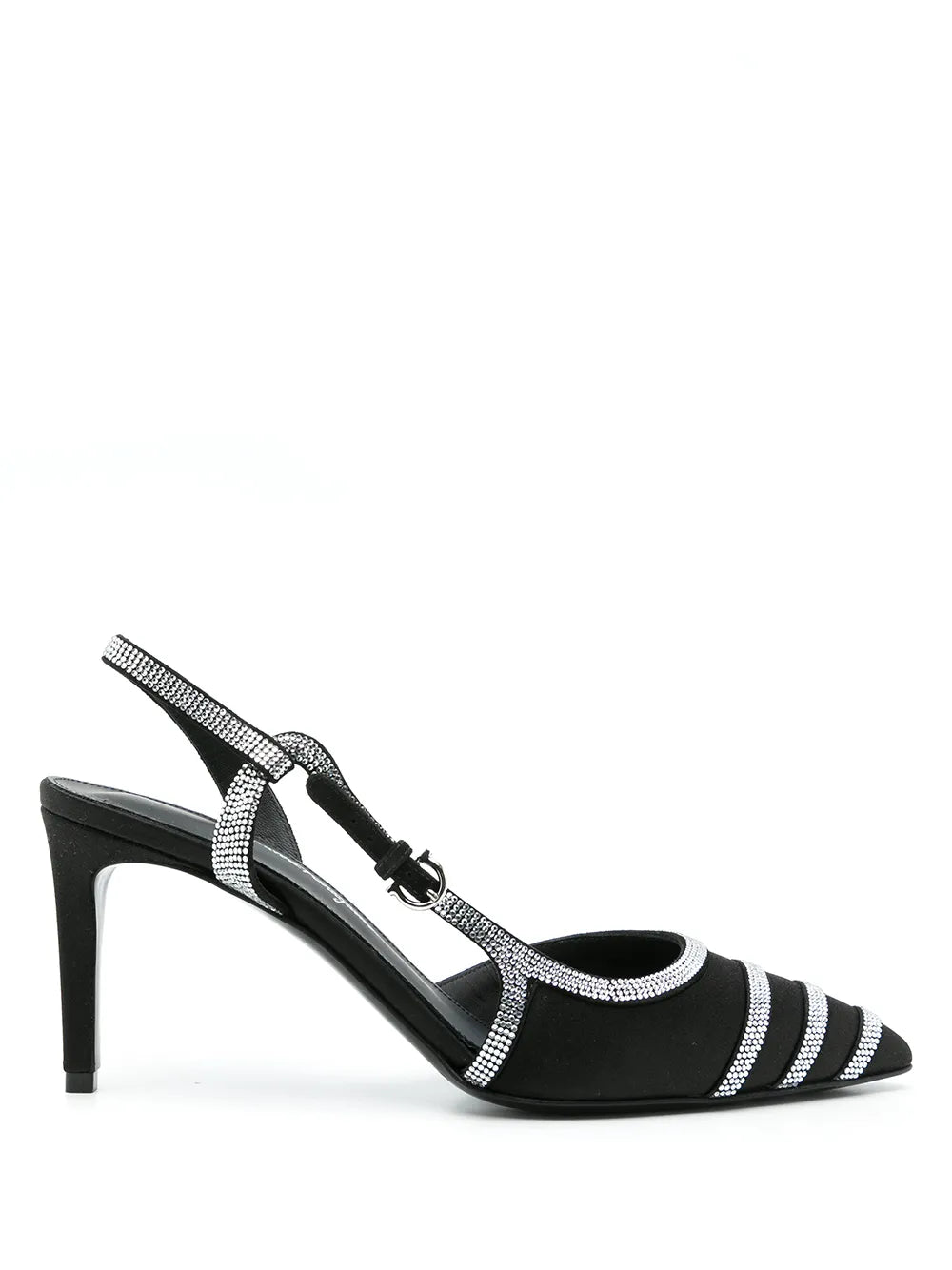 Ferragamo Rhinestone Slingback Pump — Black