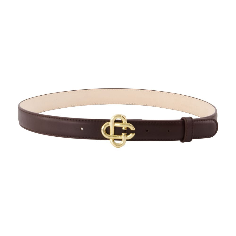 Casablanca Gold-Buckle Leather Belt — Brown