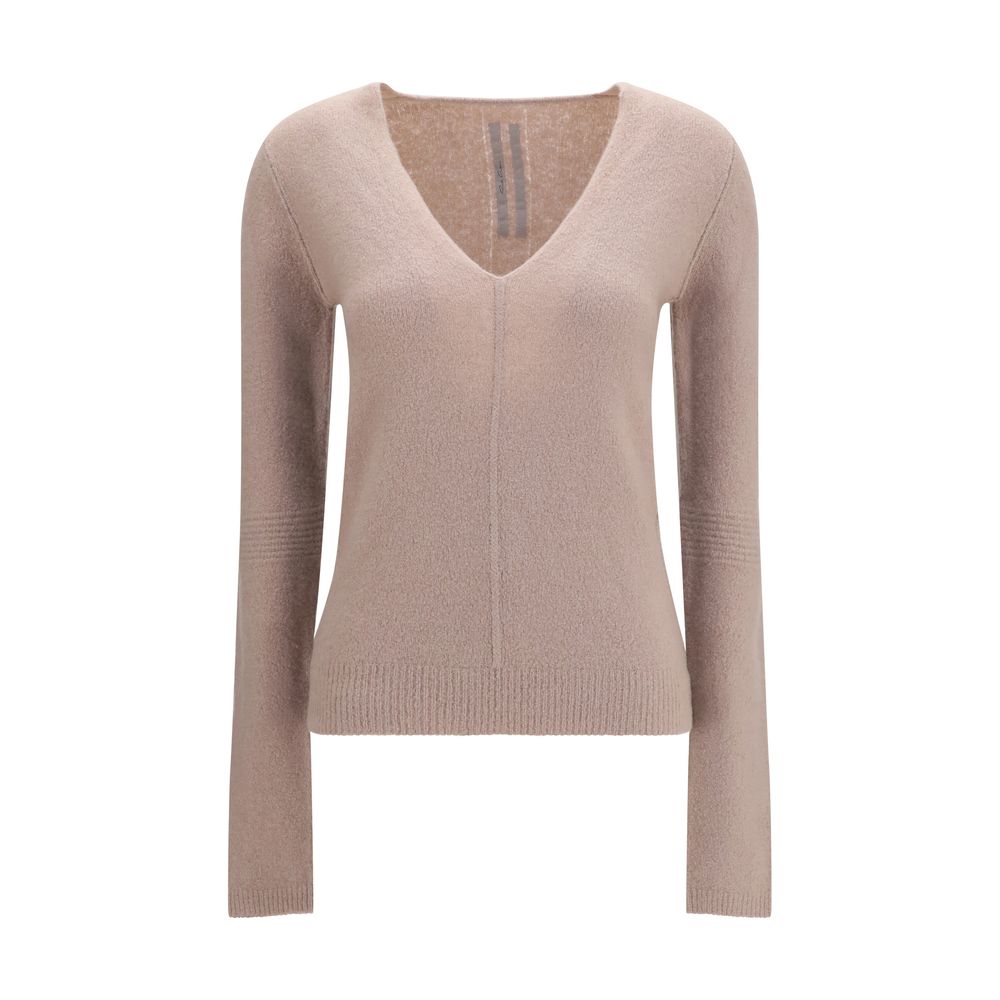 Rick Owens Cashmere V-Neck Sweater — Beige