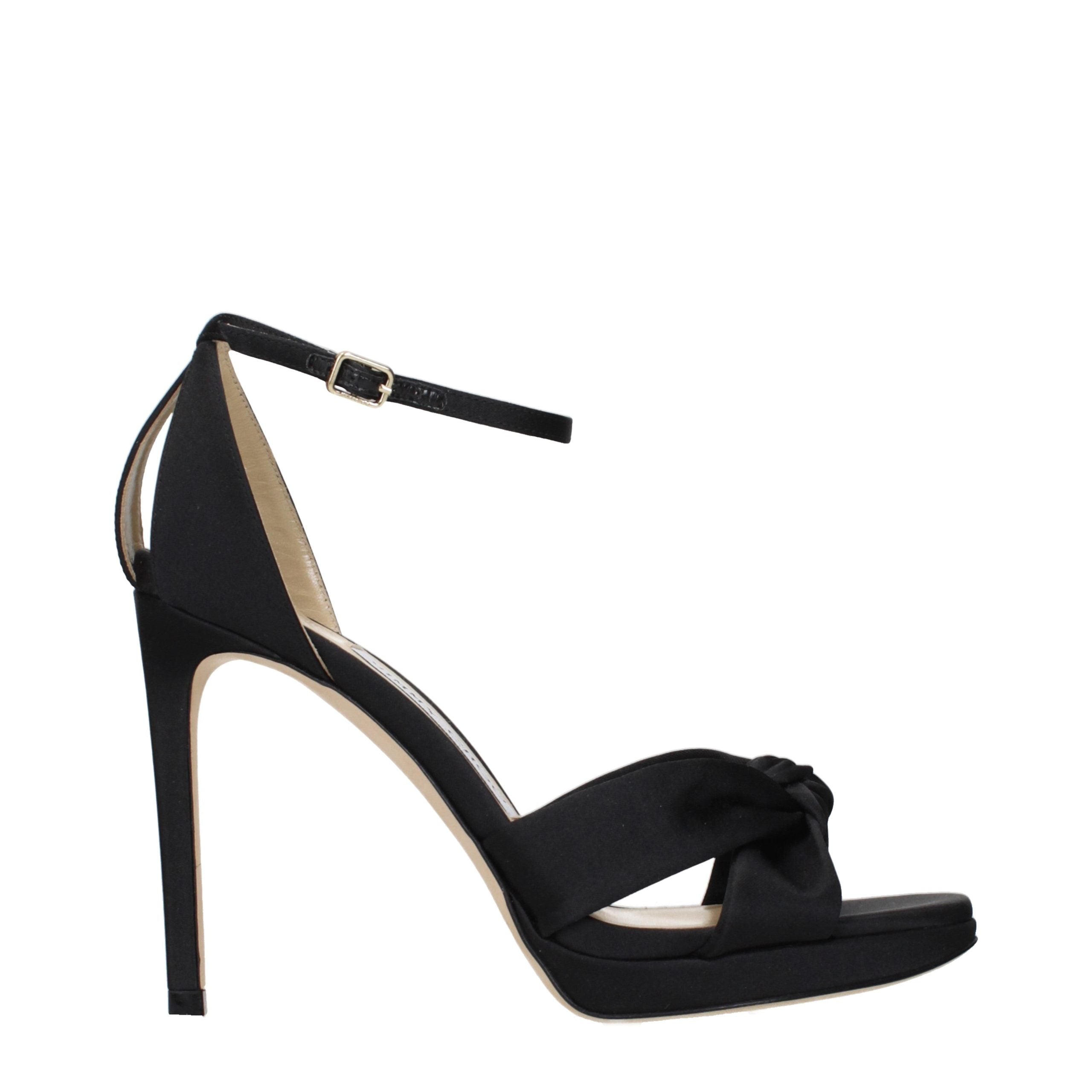 Jimmy Choo Satin Platform Heel Sandal — Black