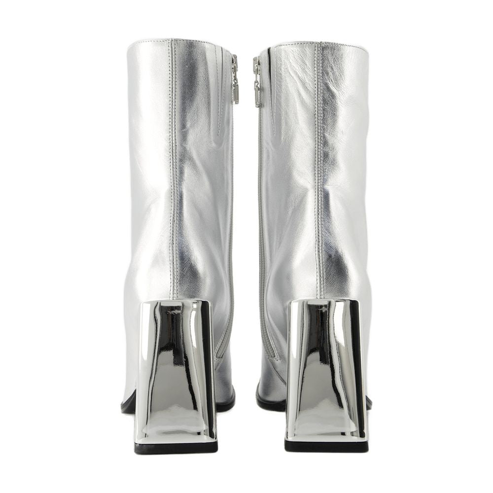 Carel Metallic Leather Boot — Silver