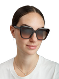 Furla SFU978 Glossy Brown Striped Havana Acetate Sunglasses — Brown