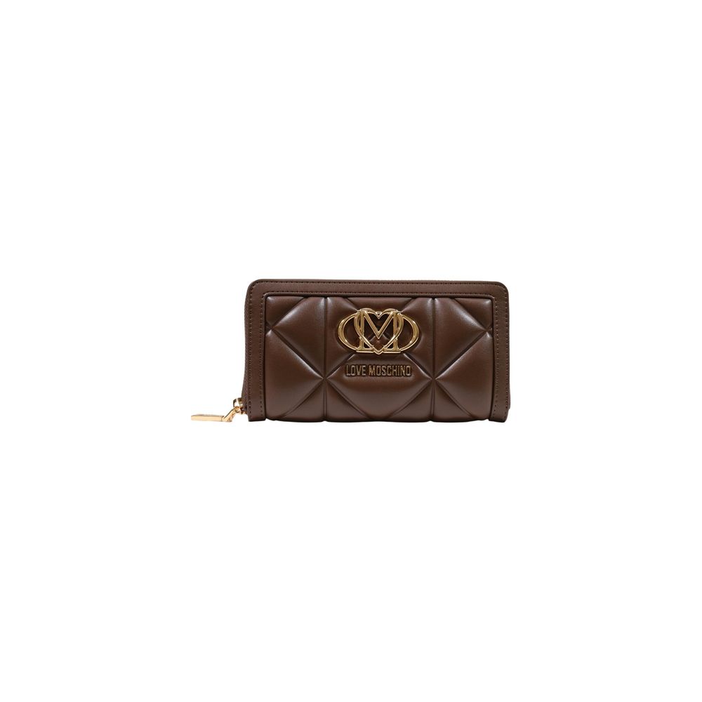 Love Moschino Quilted Polyurethane Wallet — Brown