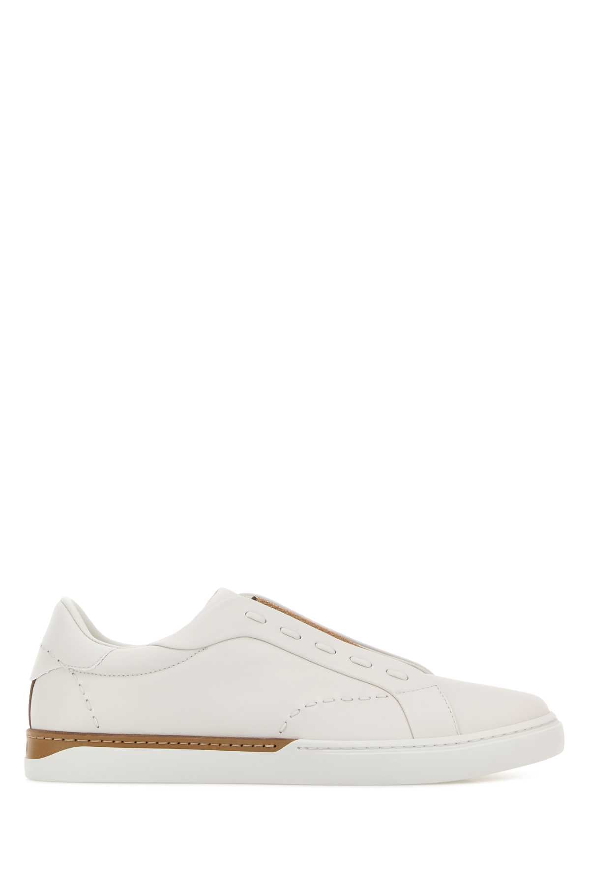 Fendi Leather Low-Top Sneaker — White