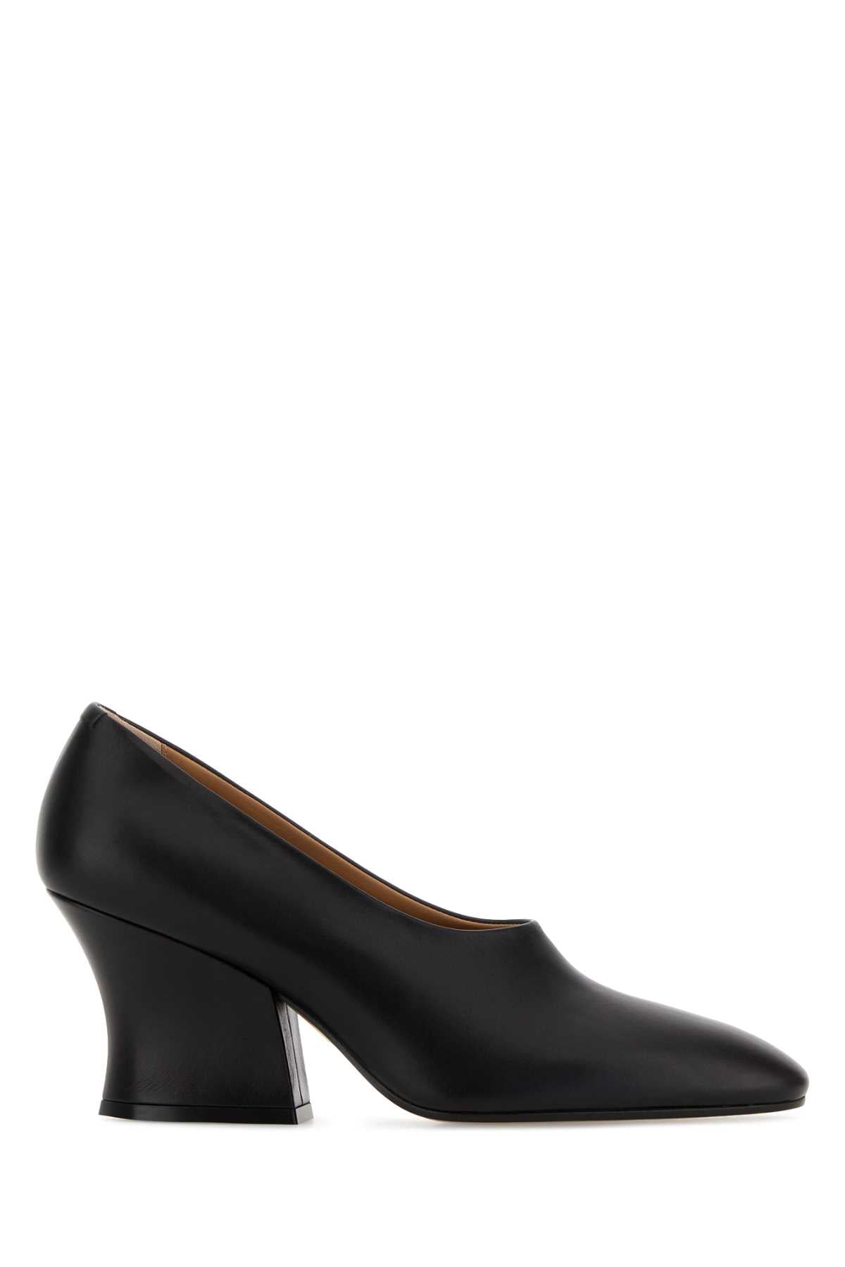 Jil Sander Block-Heel Leather Pump Pump — Black
