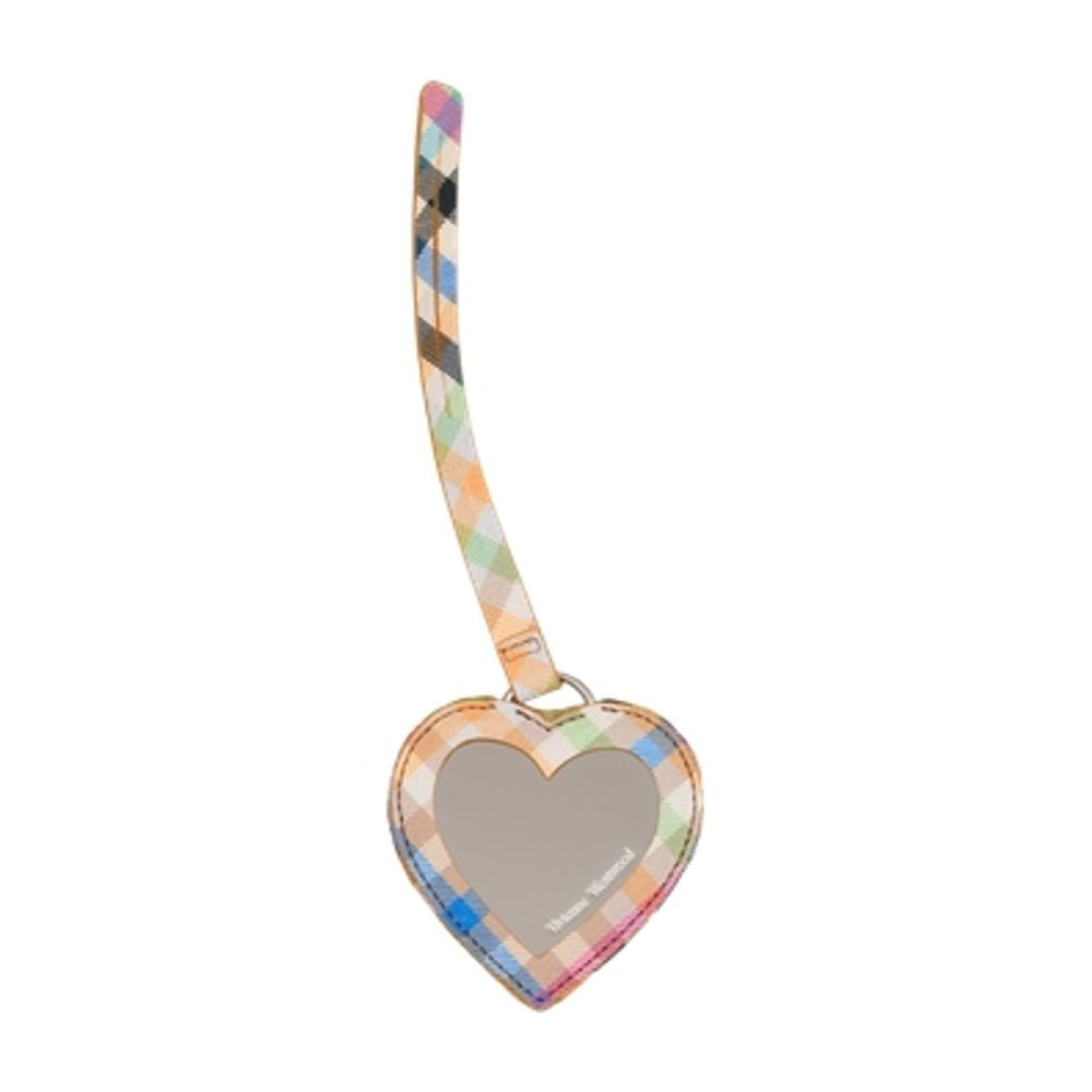 Vivienne Westwood Argyle Wool Heart Mirror Keychain Charm — Multicolor