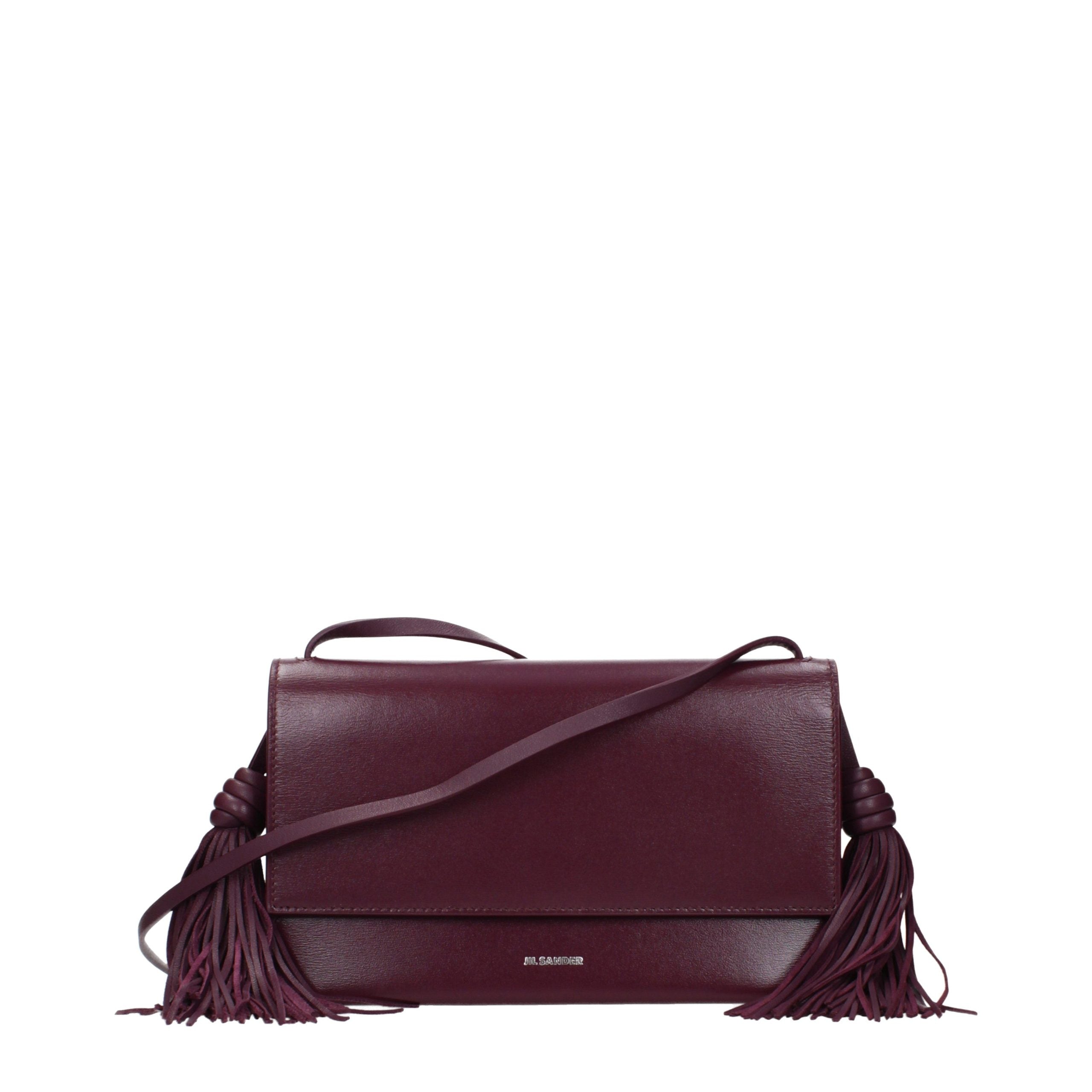 Jil Sander Leather with Tassel Detail Crossbody Bag — Red
