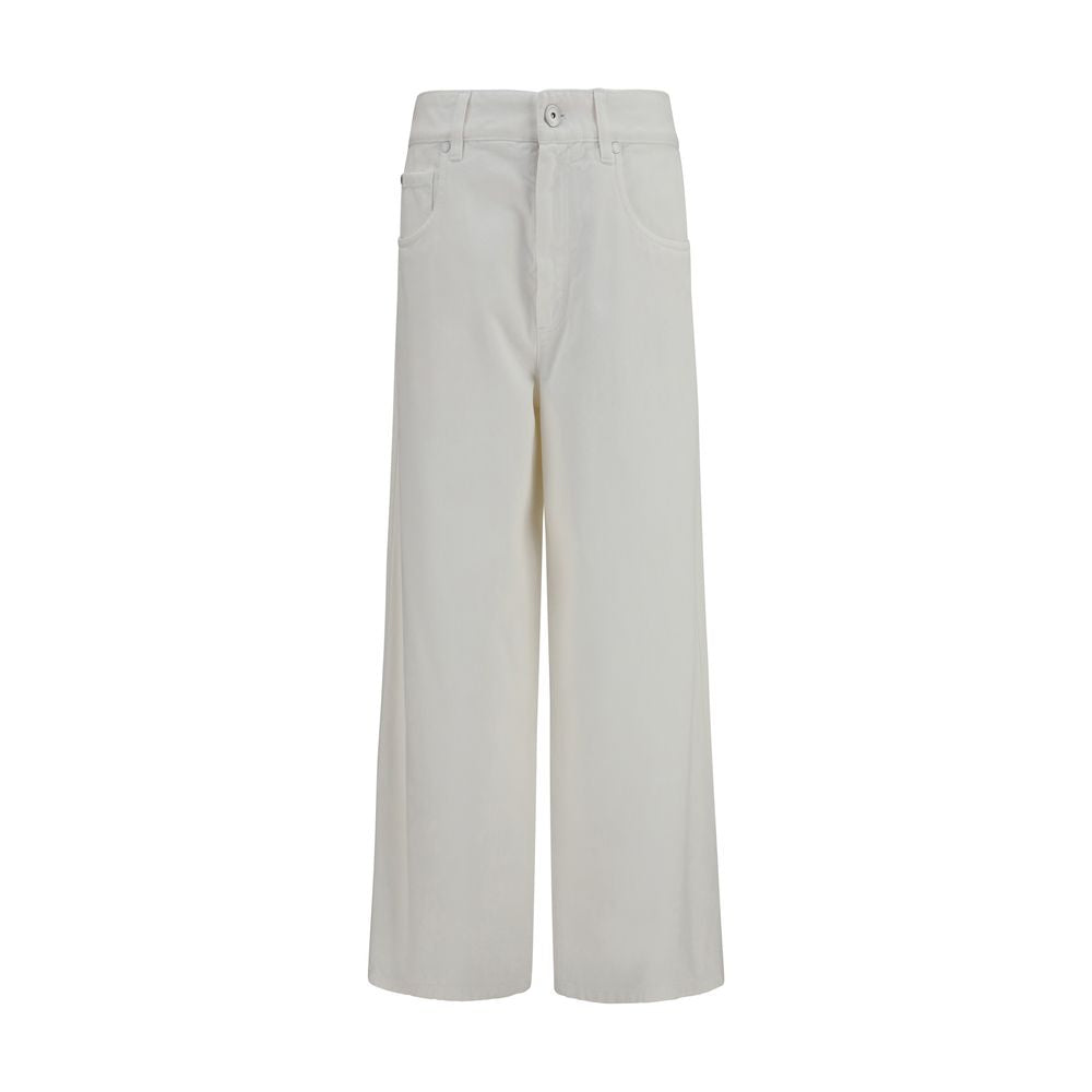 Brunello Cucinelli Palazzo Jeans — Beige
