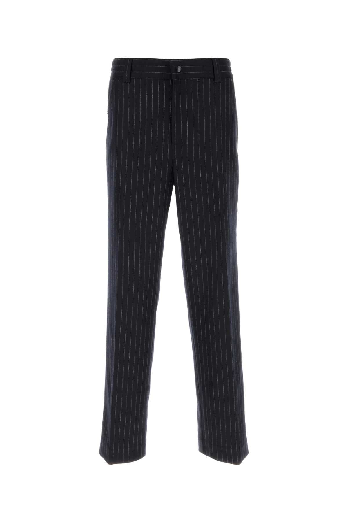 Moncler Stretch Wool Pinstripe Trousers — Black