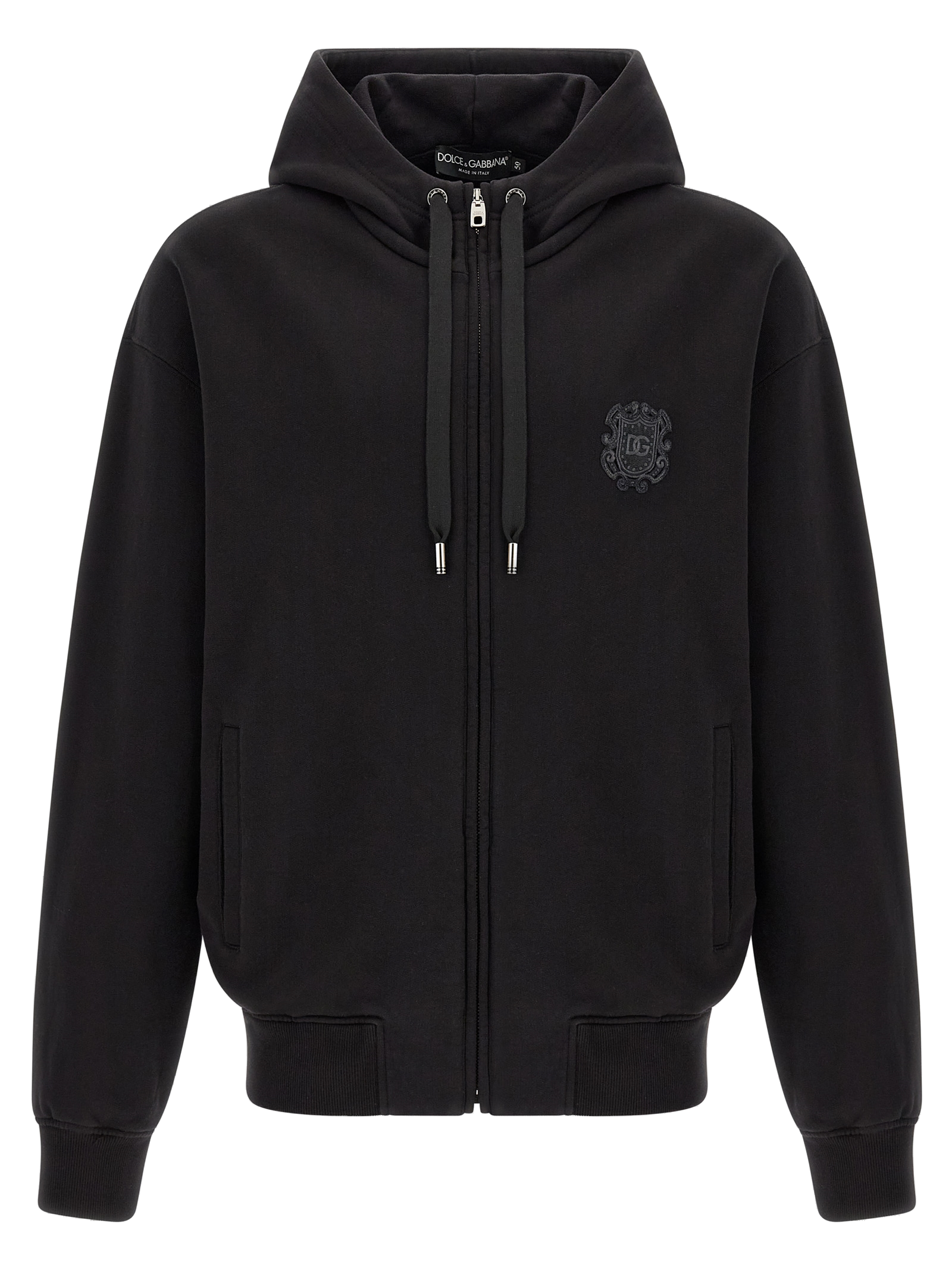 Dolce & Gabbana Embroidered Cotton Hoodie — Black