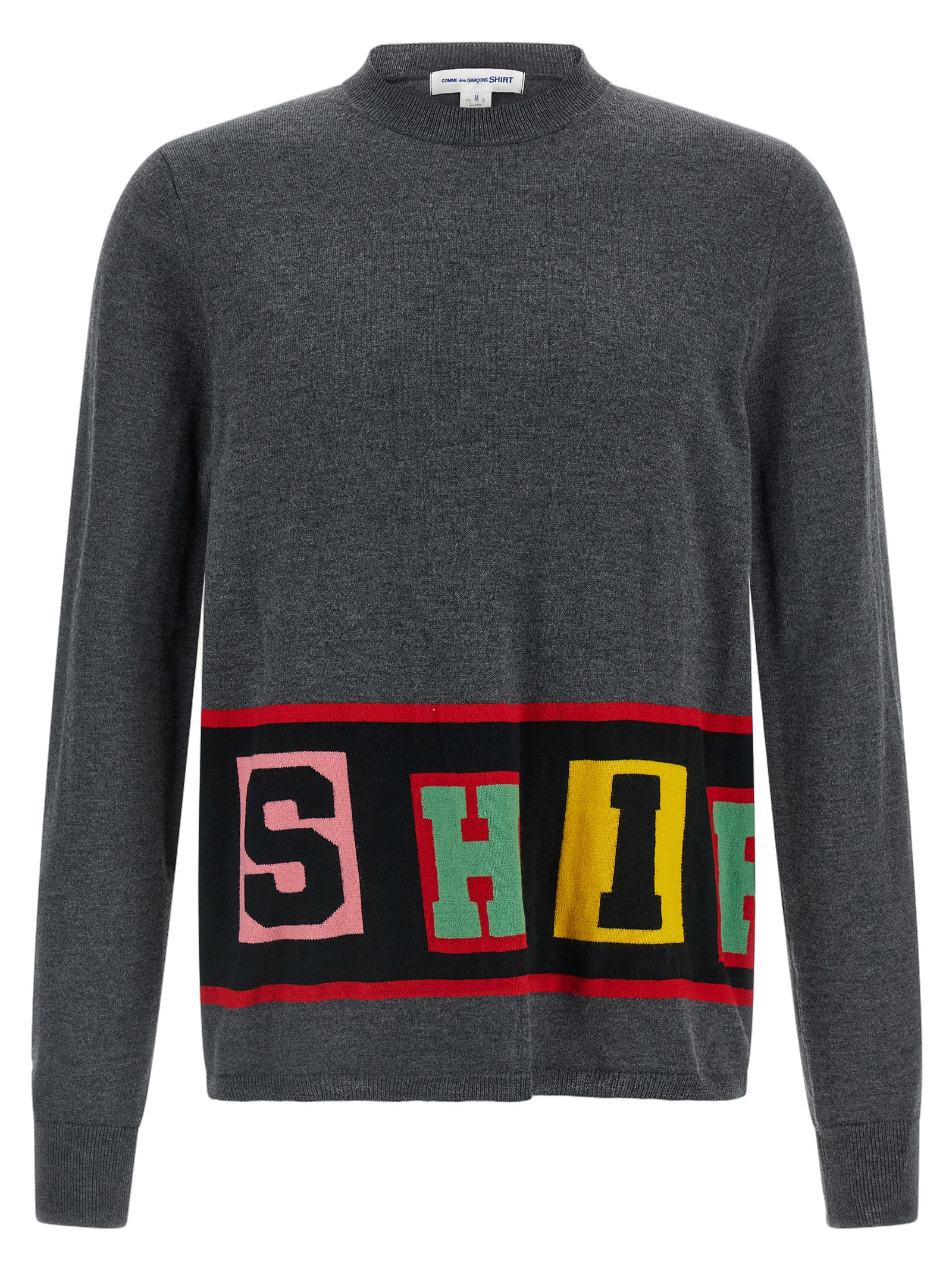 Comme des Garçons Intarsia Logo Sweater — Gray