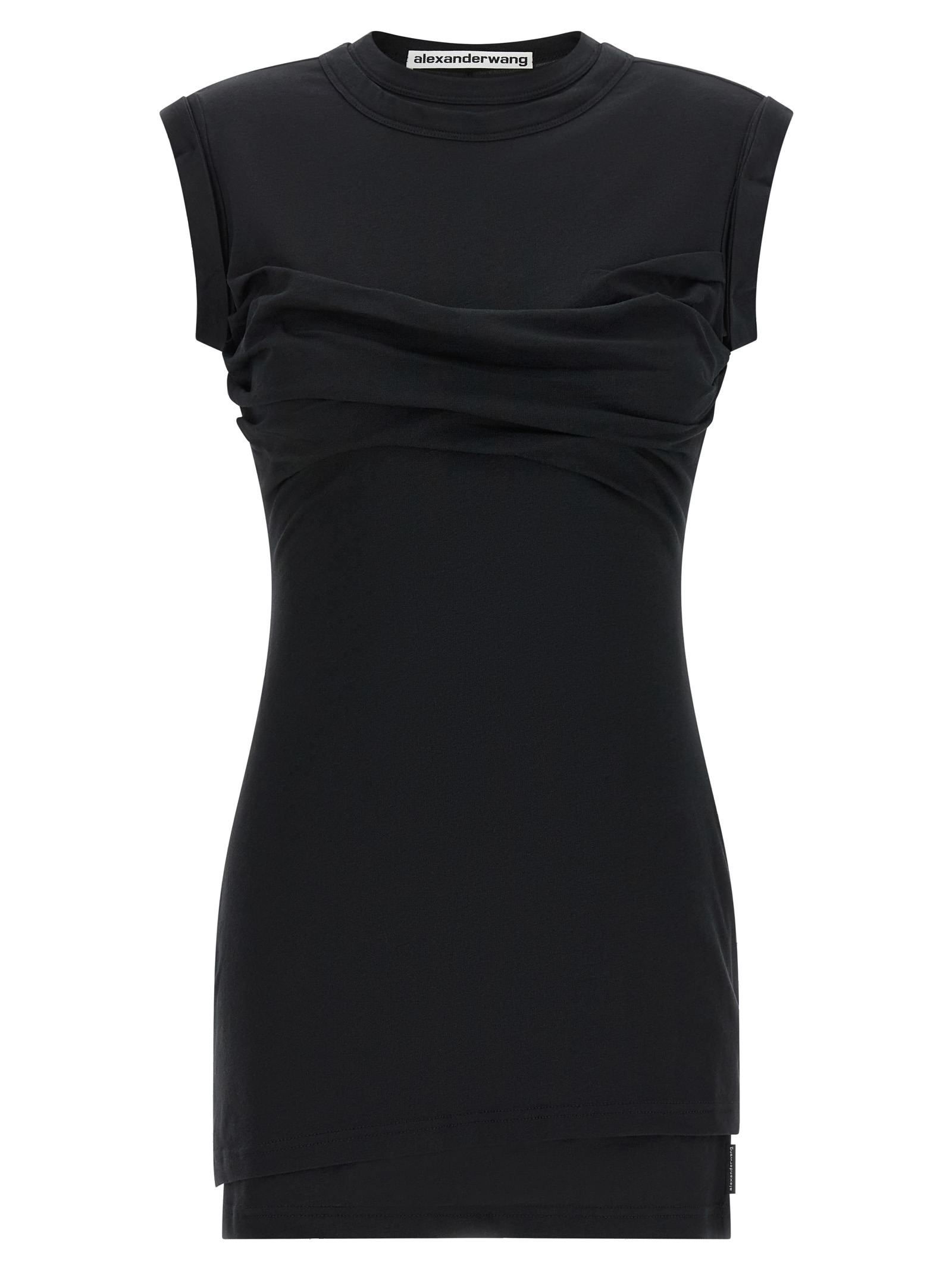 Alexander Wang Ruched Cotton Tank Top — Black