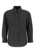 Jil Sander Virgin Wool Pinstriped Shirt — Gray