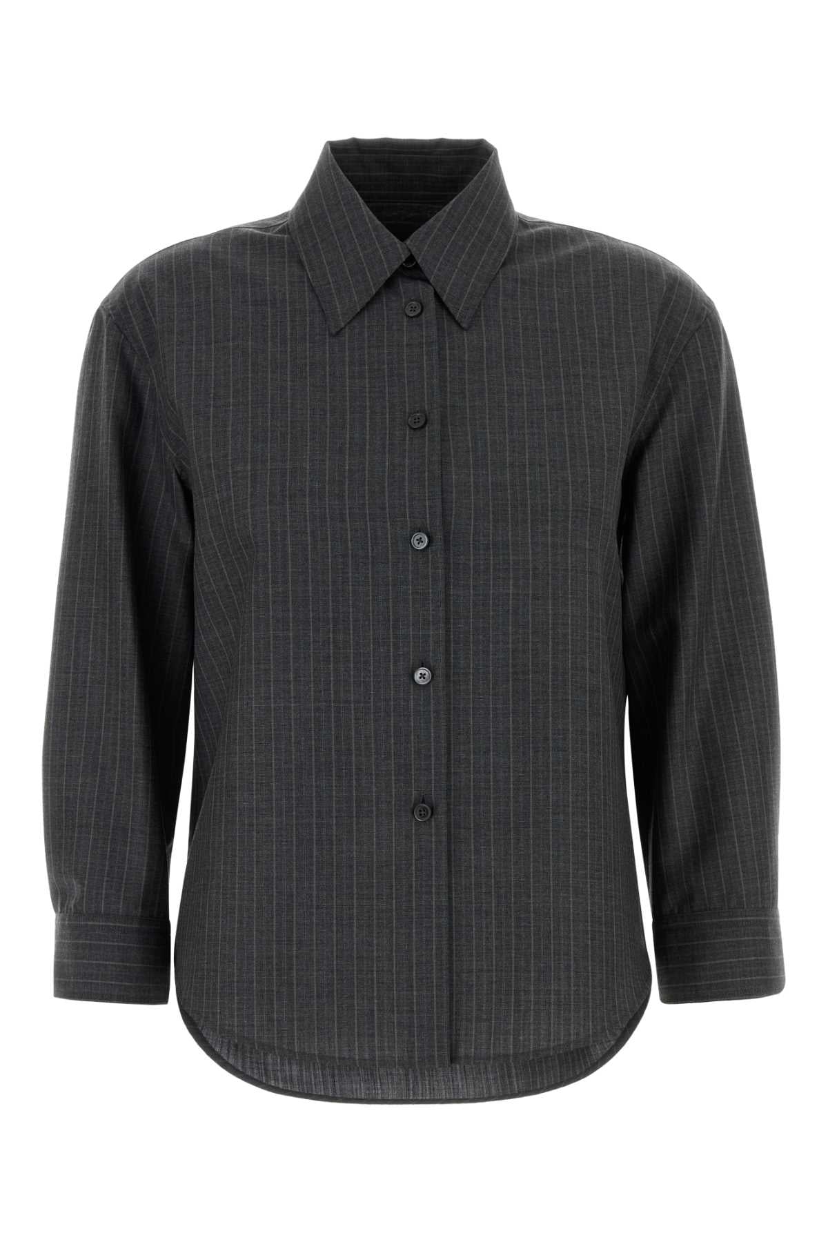 Jil Sander Virgin Wool Pinstriped Shirt — Gray
