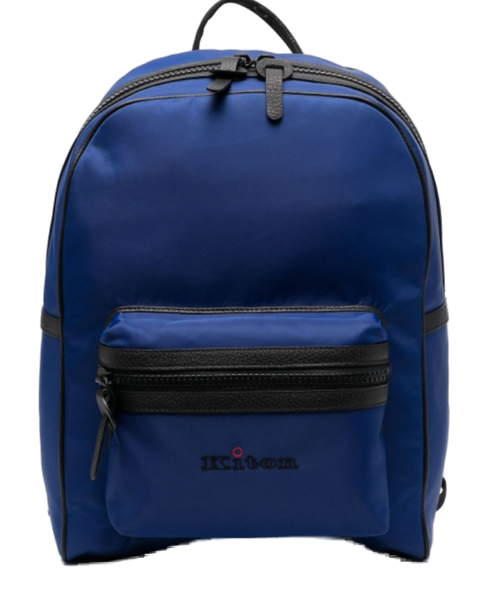 Kiton Logo-Print Zip-Up Backpack — Royal Blue
