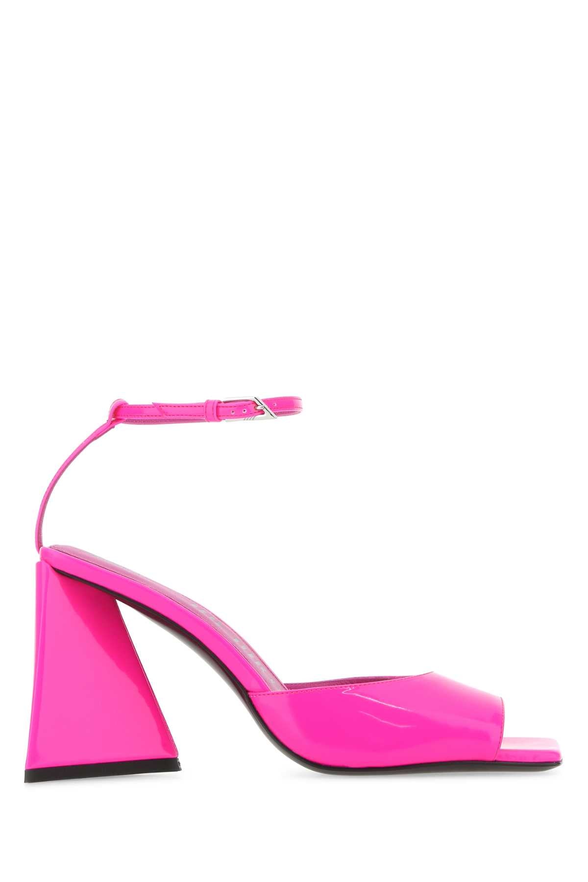 The Attico Leather Ankle-Strap Sandal Heel — Pink