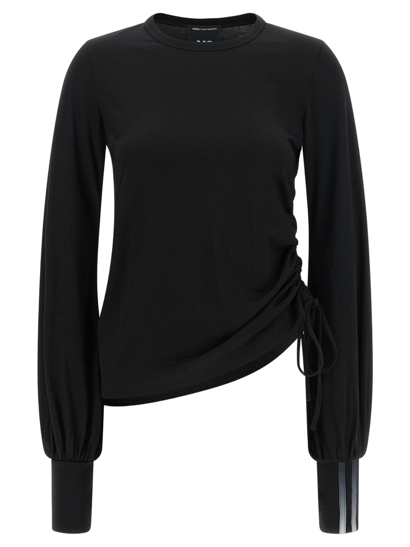 Y-3 Merino Wool with Side Drawstring Long-Sleeve T-Shirt — Black