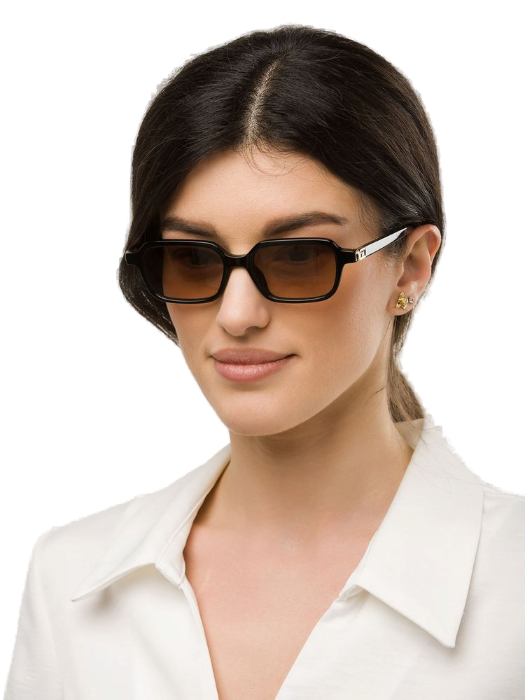 Furla SFU971 Acetate Rectangle Sunglasses — Black