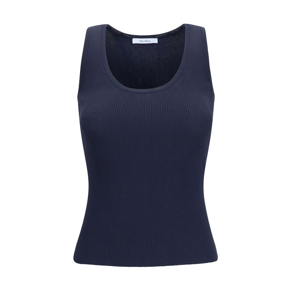 Max Mara Ribbed Viscose Tank Top — Navy