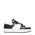 Jimmy Choo Logo-Embroidered Leather Sneakers — Black