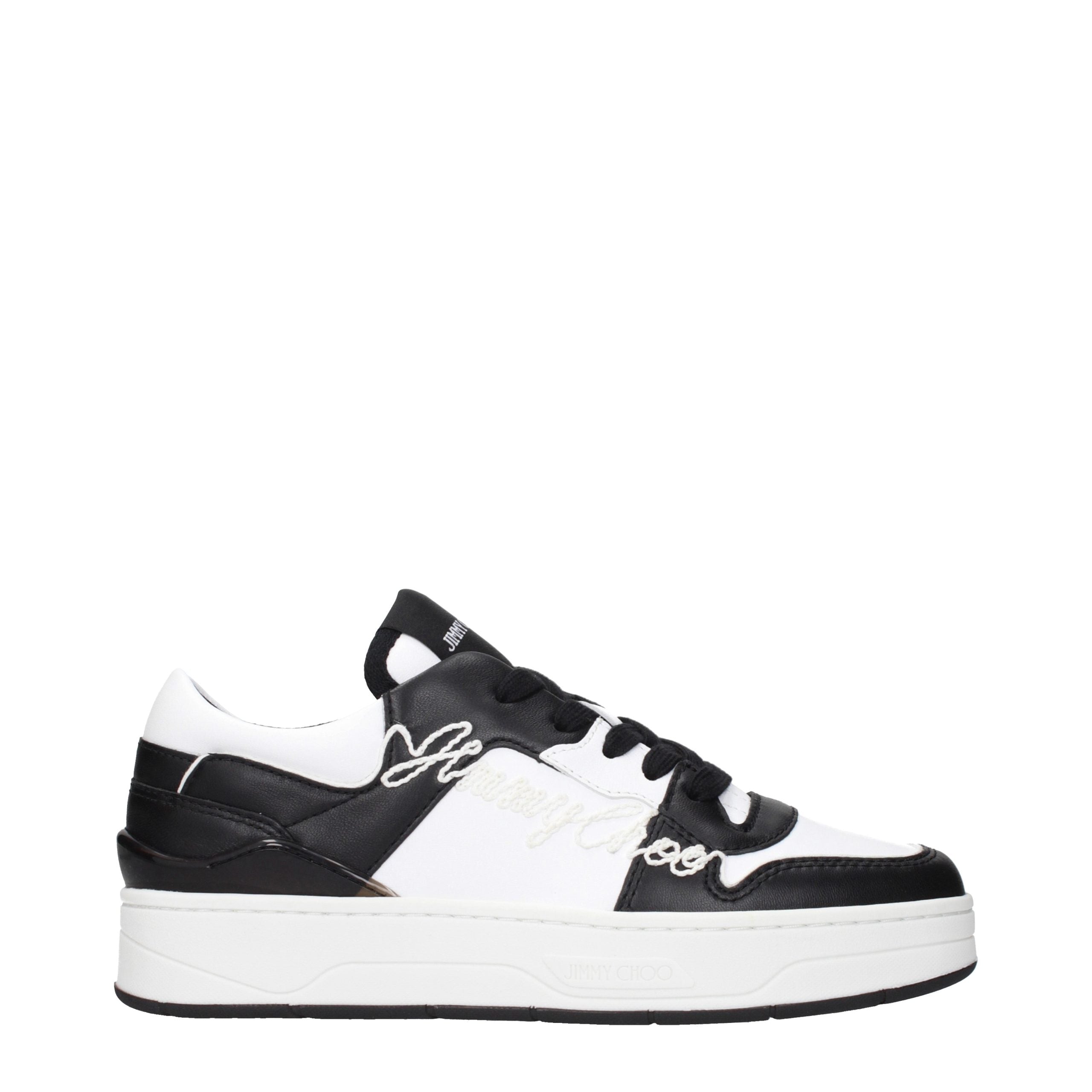 Jimmy Choo Logo-Embroidered Leather Sneakers — Black