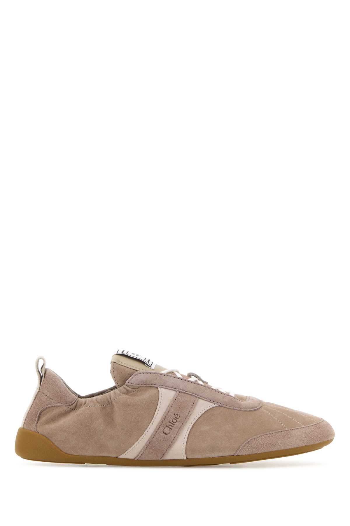 Chloé Suede Low-Top Sneaker — Beige