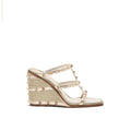 Valentino Garavani Studded Calfskin Wedge Sandal — Gold