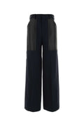 Bottega Veneta Wool-Cotton Colorblock Trousers — Navy