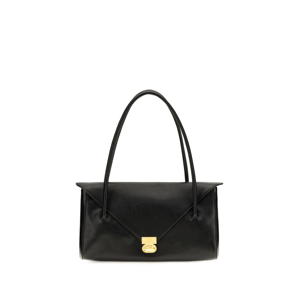 Marni Calfskin Leather Envelope Shoulder Bag — Black