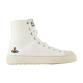 Vivienne Westwood Logo-Embroidered Canvas High-Top Sneaker — White