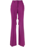 Off-White Mid-Rise Flared Trousers — Fuchsia