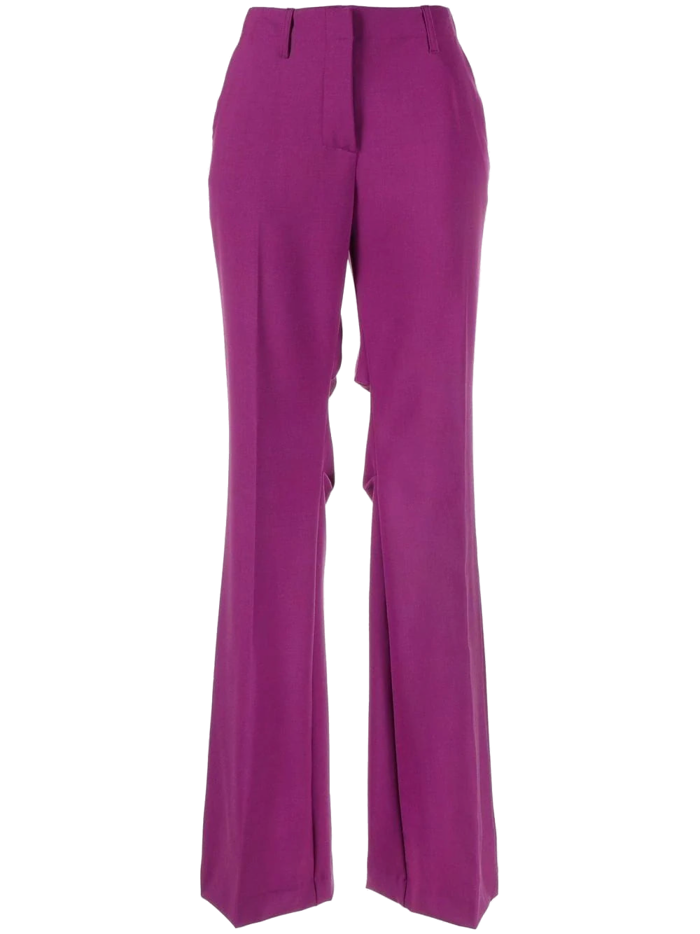 Off-White Mid-Rise Flared Trousers — Fuchsia
