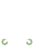 Bottega Veneta Leather Hoop Earrings — Green