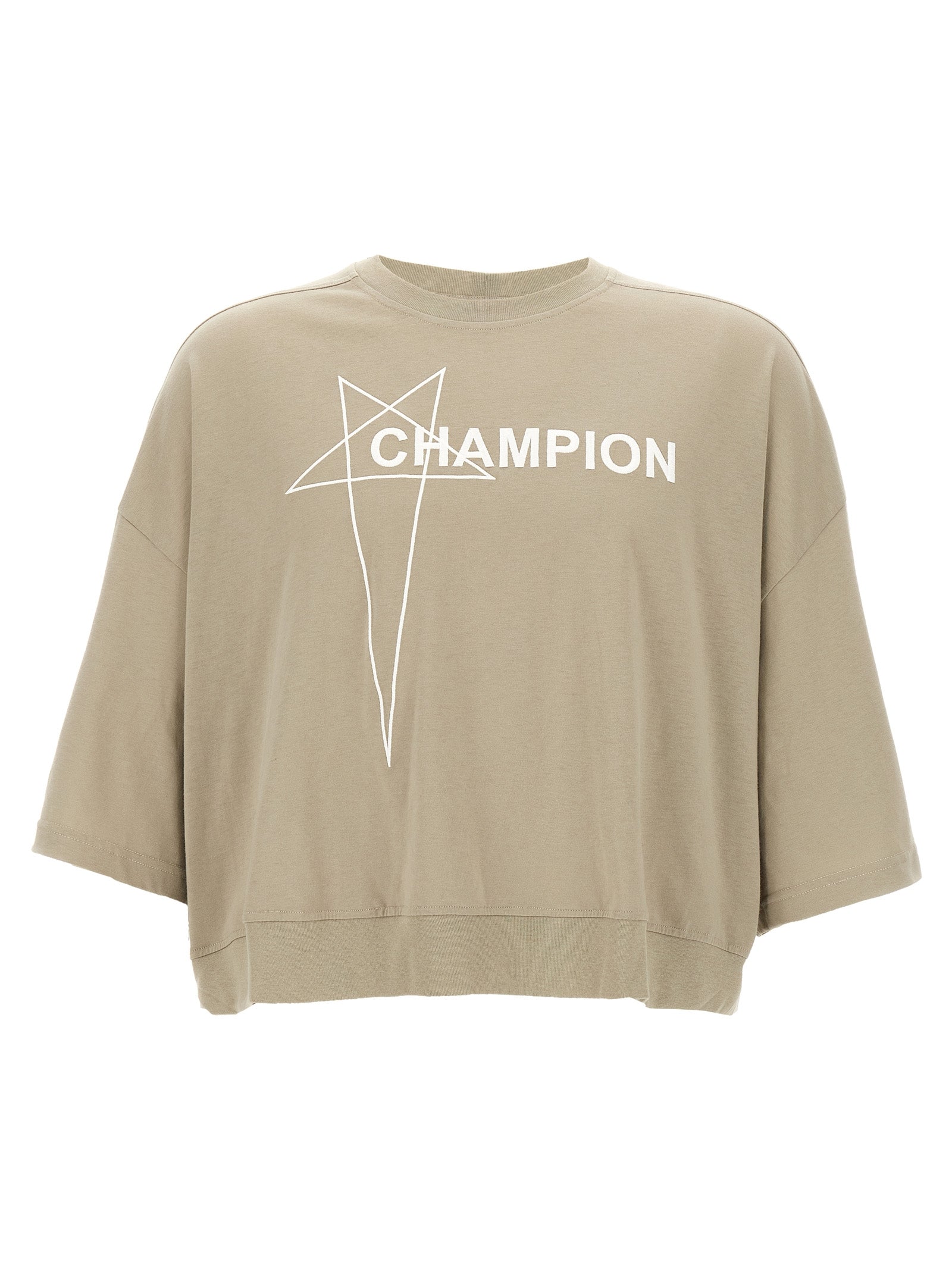 Rick Owens Logo-Embroidered Cotton T-Shirt — Gray