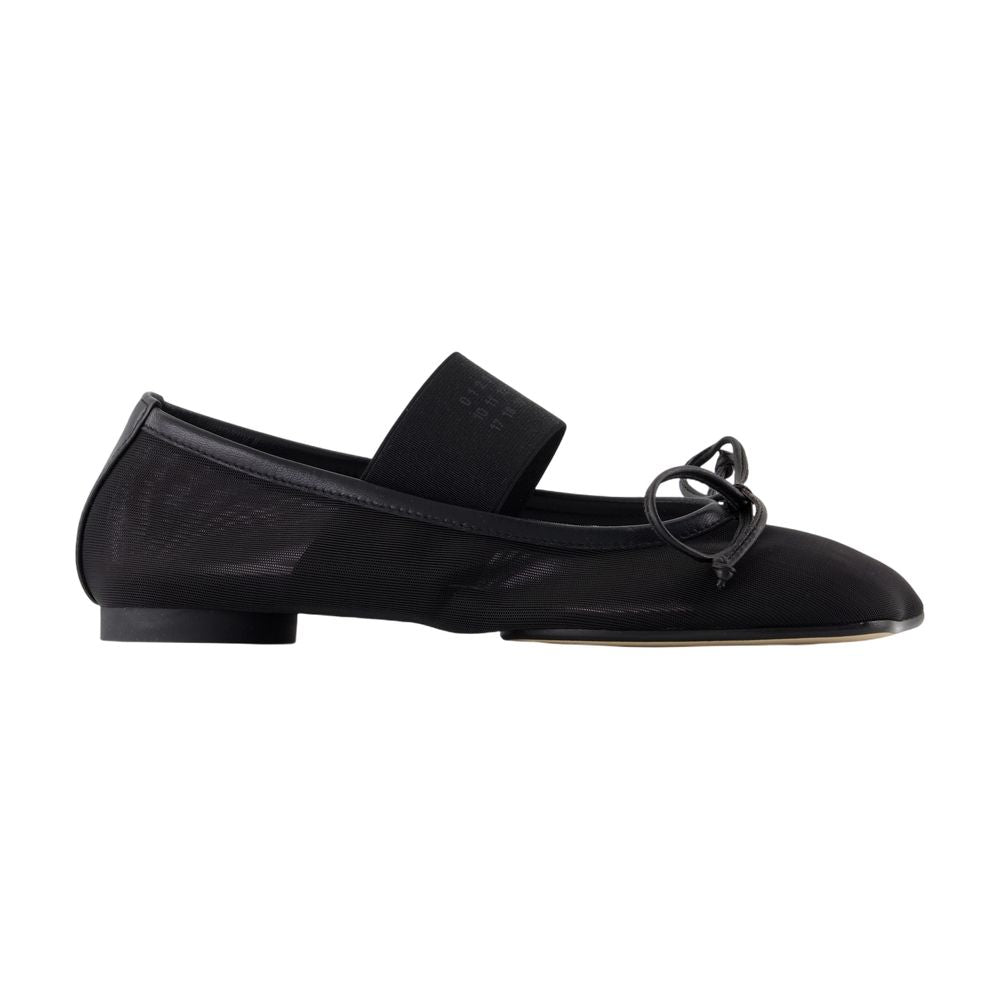 MM6 Maison Margiela Nylon Mary Jane Ballerina Flat — Black