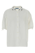 Prada Jewel-Embellished Collar Shirt — White