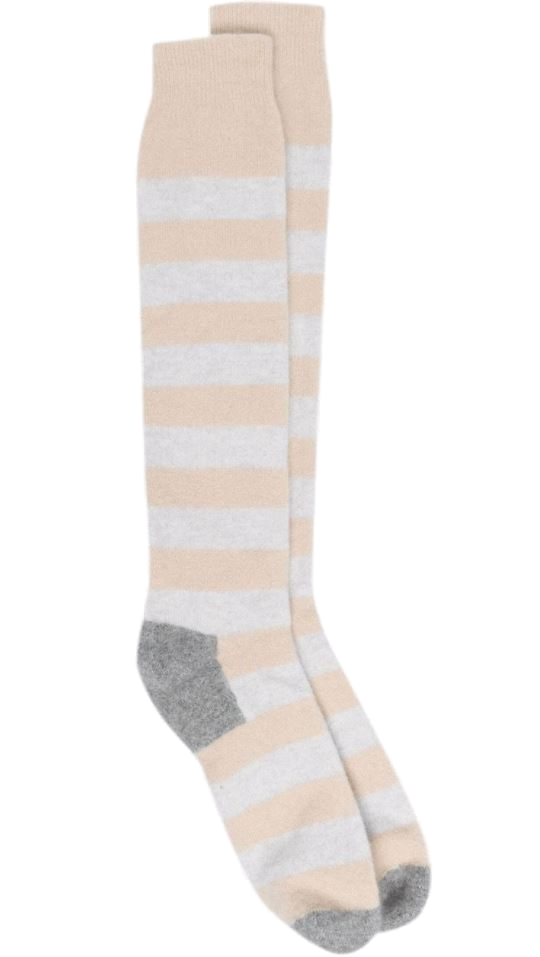 Fedeli Striped Cashmere Socks — Beige