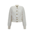 Balmain Tweed Bomber with Lion-Head Buttons Jacket — White