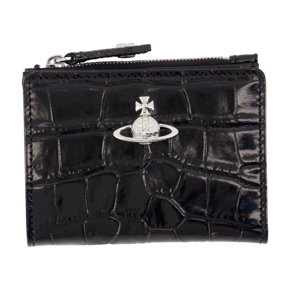 Vivienne Westwood Crocodile-Embossed Calfskin Card Case — Black