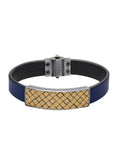 Bottega Veneta Quilted Leather Bracelet — Blue