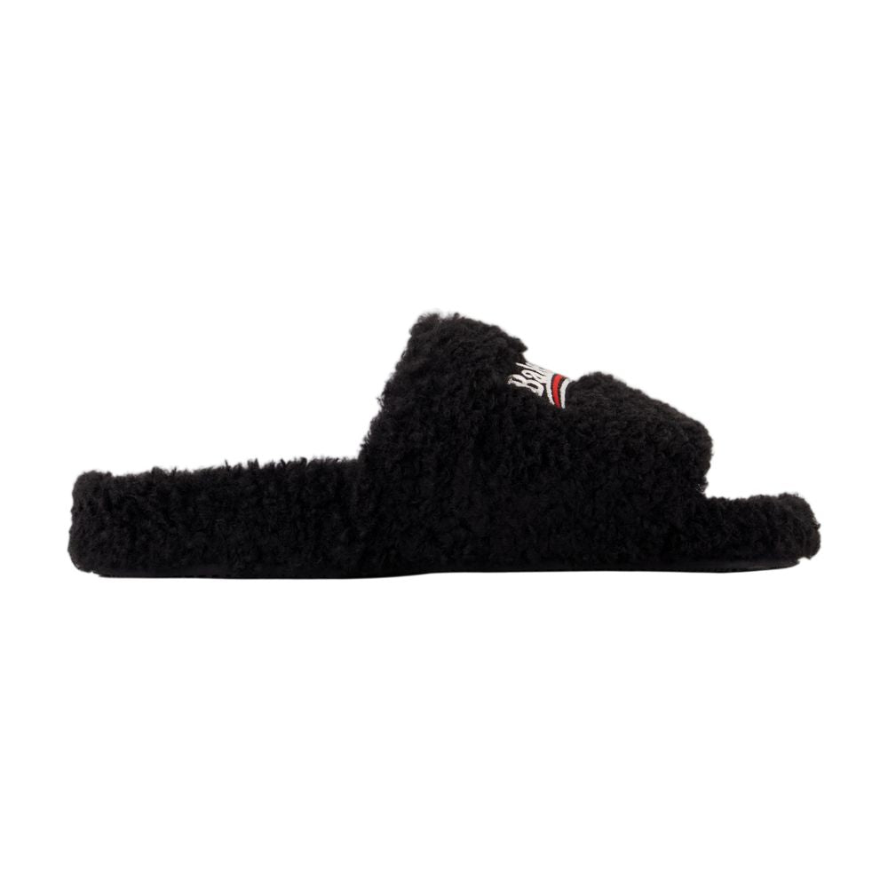 Balenciaga Shearling Sandal — Black